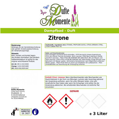 Dampfbad Duftkonzentrat zitrone etikett 3 liter