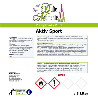 Saunaduft Etikett 3 Liter Aktiv Sport