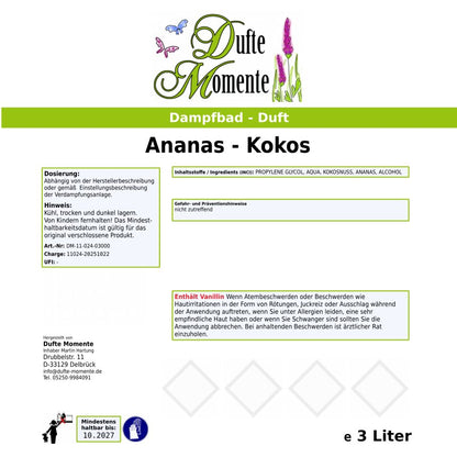 Saunaduft Etikett 3 Liter Ananas-Kokos