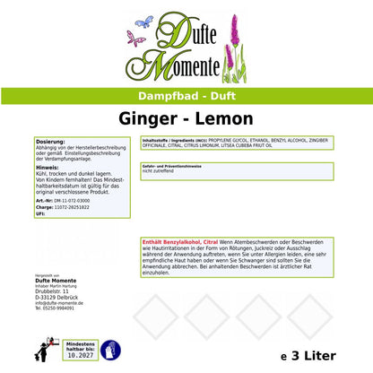 Saunaduft Etikett 3 Liter Ginger-Lemon