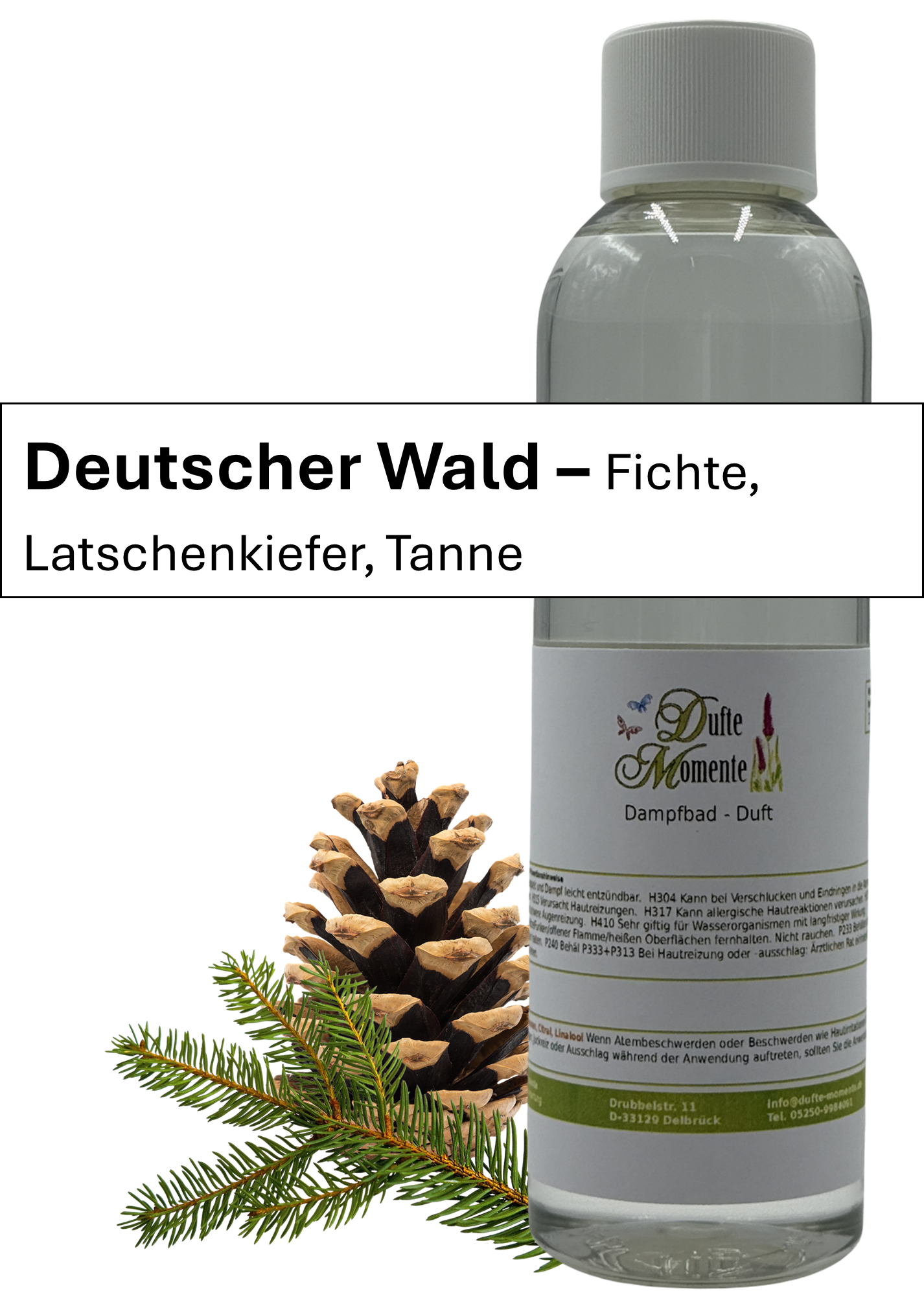 Dampfbad Duftkonzentrat deutscher wald in 250ml flasche mit duftbanner
