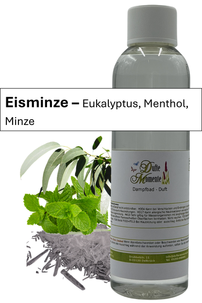 Dampfbad Duftkonzentrat eisminze in 250ml flasche mit duftbanner