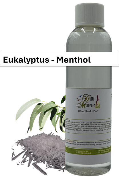 Dampfbad Duftkonzentrat eukalyptus-menthol in 250ml flasche mit duftbanner