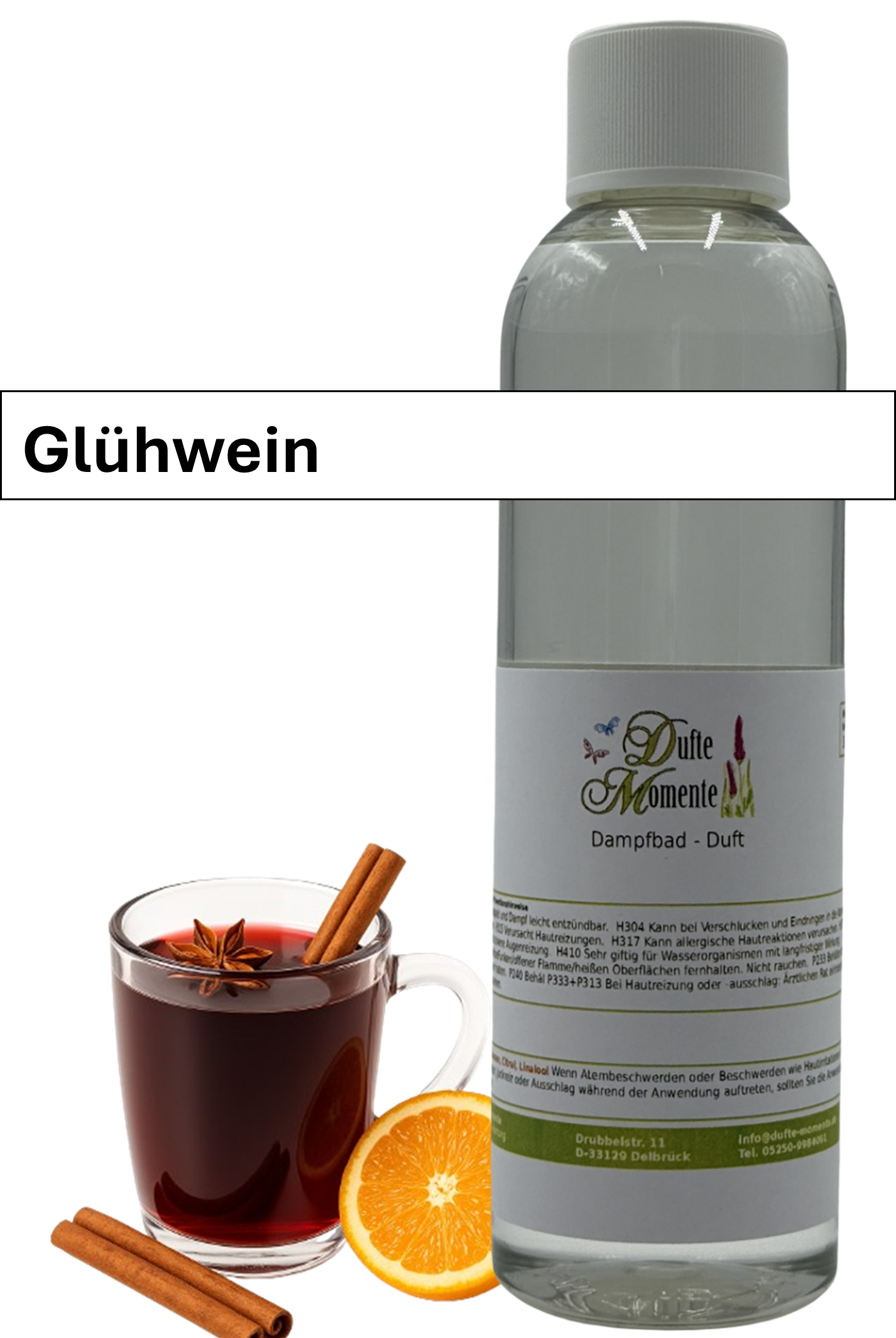 Dampfbad Duftkonzentrat glühwein in 250ml flasche mit duftbanner