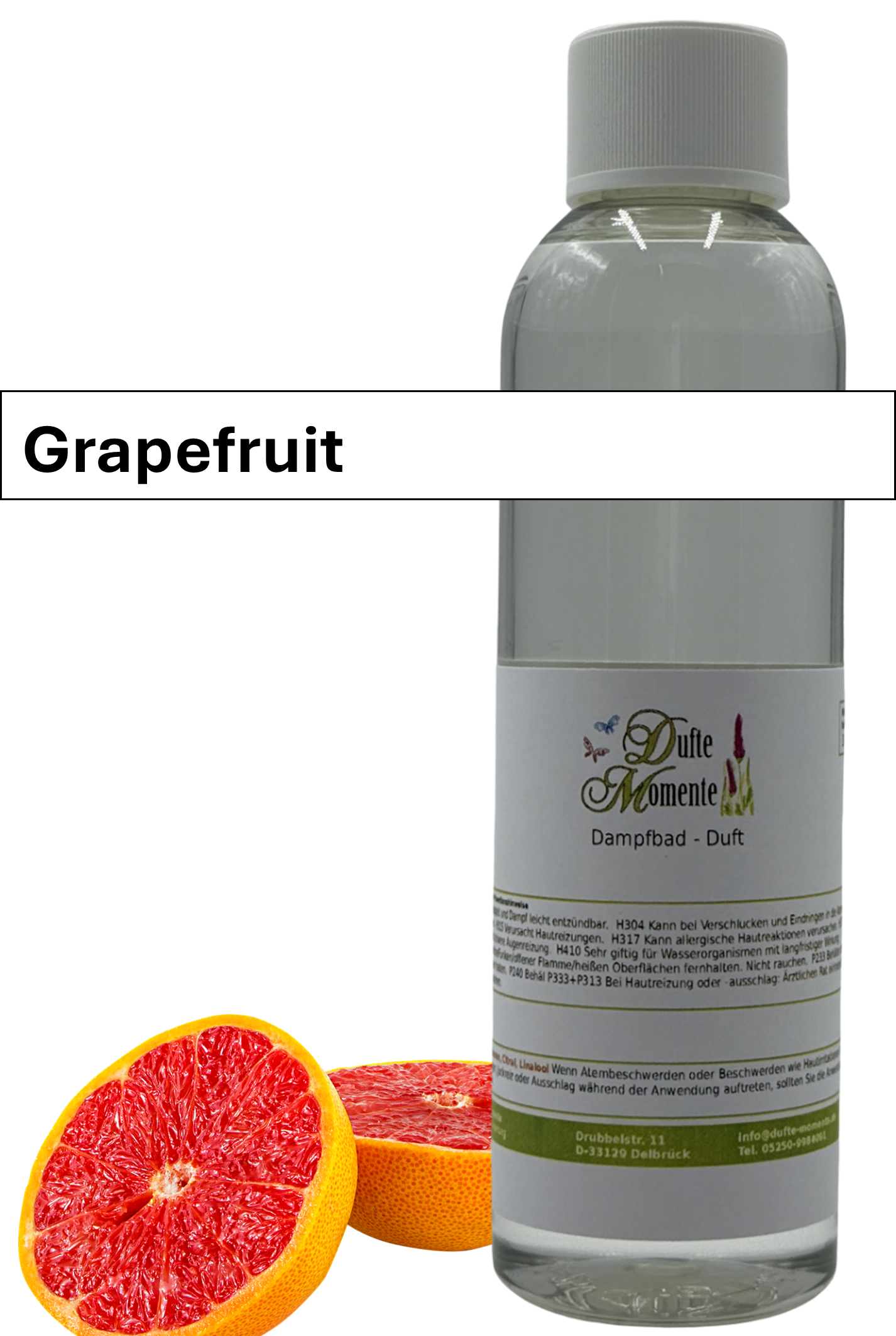 Dampfbad Duftkonzentrat grapefruit in 250ml flasche mit duftbanner