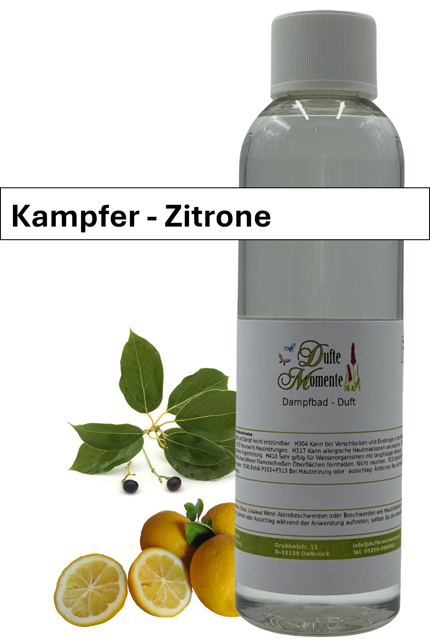 Dampfbad Duftkonzentrat kampfer-zitrone in 250ml flasche mit duftbanner