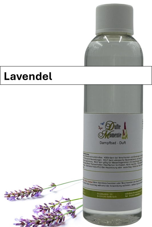 Dampfbad Duftkonzentrat lavendel in 250ml flasche mit duftbanner