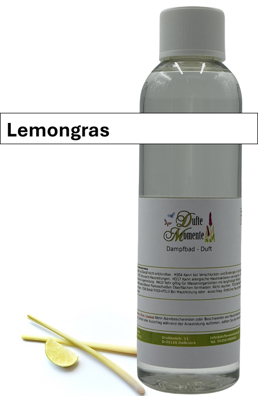 Dampfbad Duftkonzentrat lemongras in 250ml flasche mit duftbanner