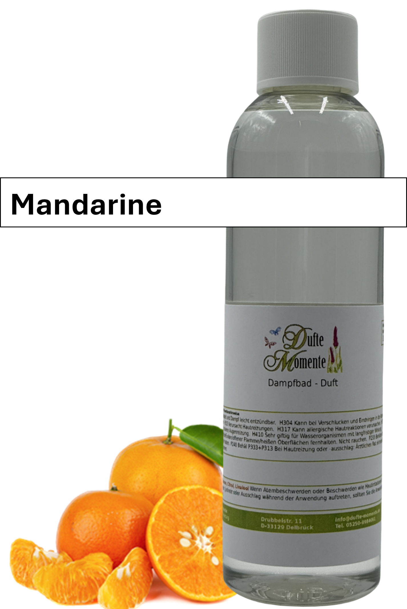 Dampfbad Duftkonzentrat mandarine in 250ml flasche mit duftbanner