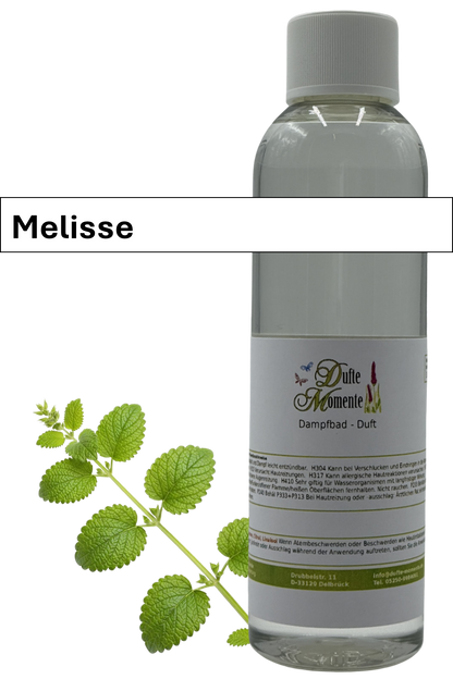Dampfbad Duftkonzentrat melisse in 250ml flasche mit duftbanner