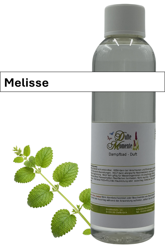 Dampfbad Duftkonzentrat melisse in 250ml flasche mit duftbanner