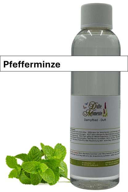 Dampfbad Duftkonzentrat pfefferminze in 250ml flasche mit duftbanner