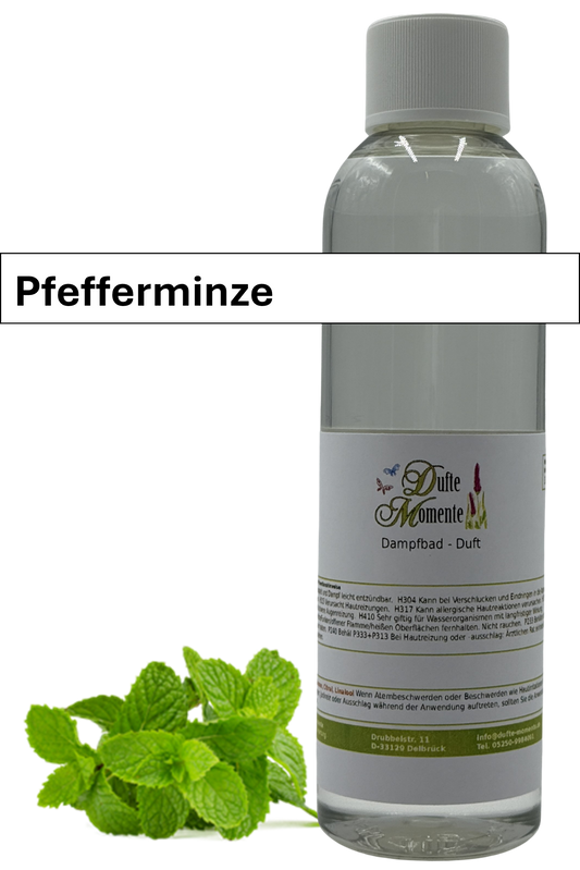 Dampfbad Duftkonzentrat pfefferminze in 250ml flasche mit duftbanner