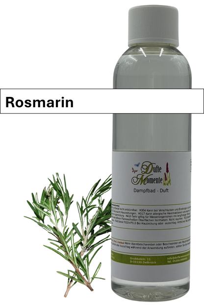 Dampfbad Duftkonzentrat rosmarin in 250ml flasche mit duftbanner