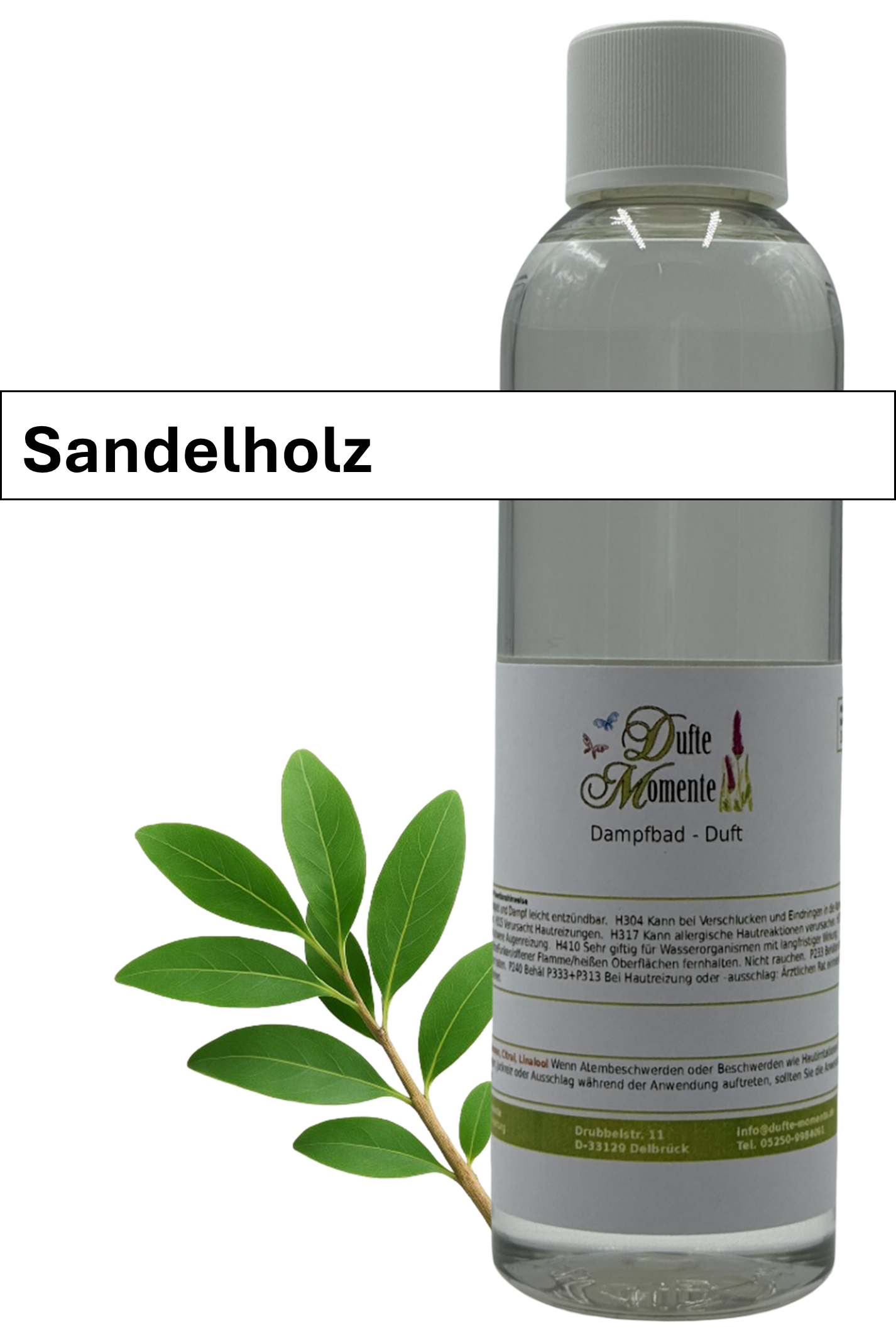 Dampfbad Duftkonzentrat sandelholz in 250ml flasche mit duftbanner