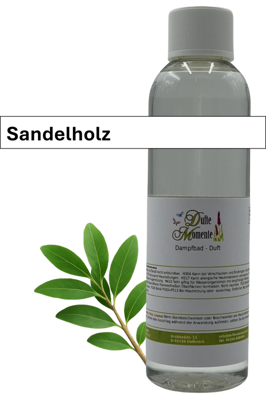 Dampfbad Duftkonzentrat sandelholz in 250ml flasche mit duftbanner
