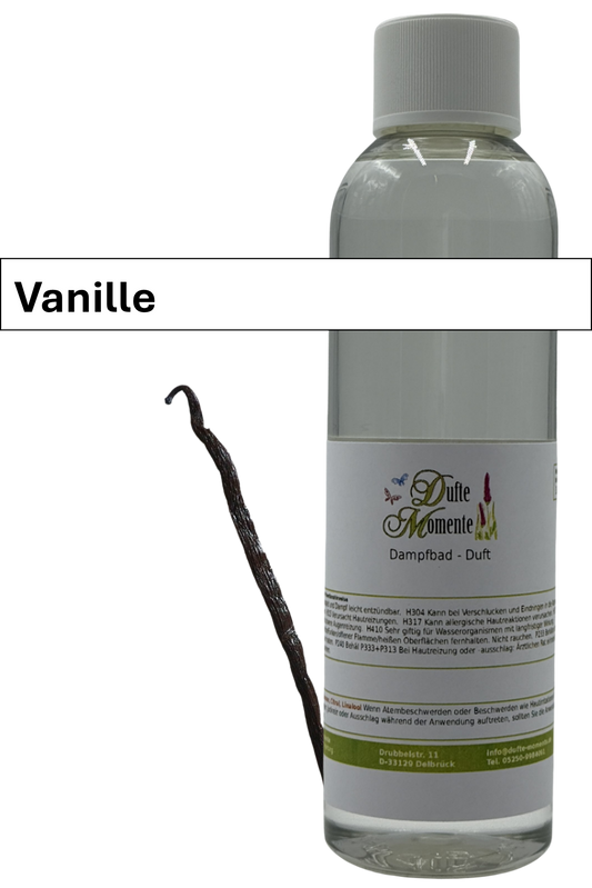 Dampfbad Duftkonzentrat vanille in 250ml flasche mit duftbanner
