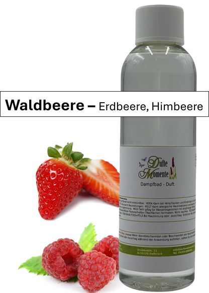 Dampfbad Duftkonzentrat waldbeere in 250ml flasche mit duftbanner