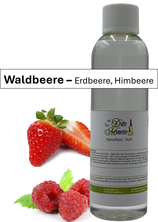 Dampfbad Duftkonzentrat waldbeere in 250ml flasche mit duftbanner
