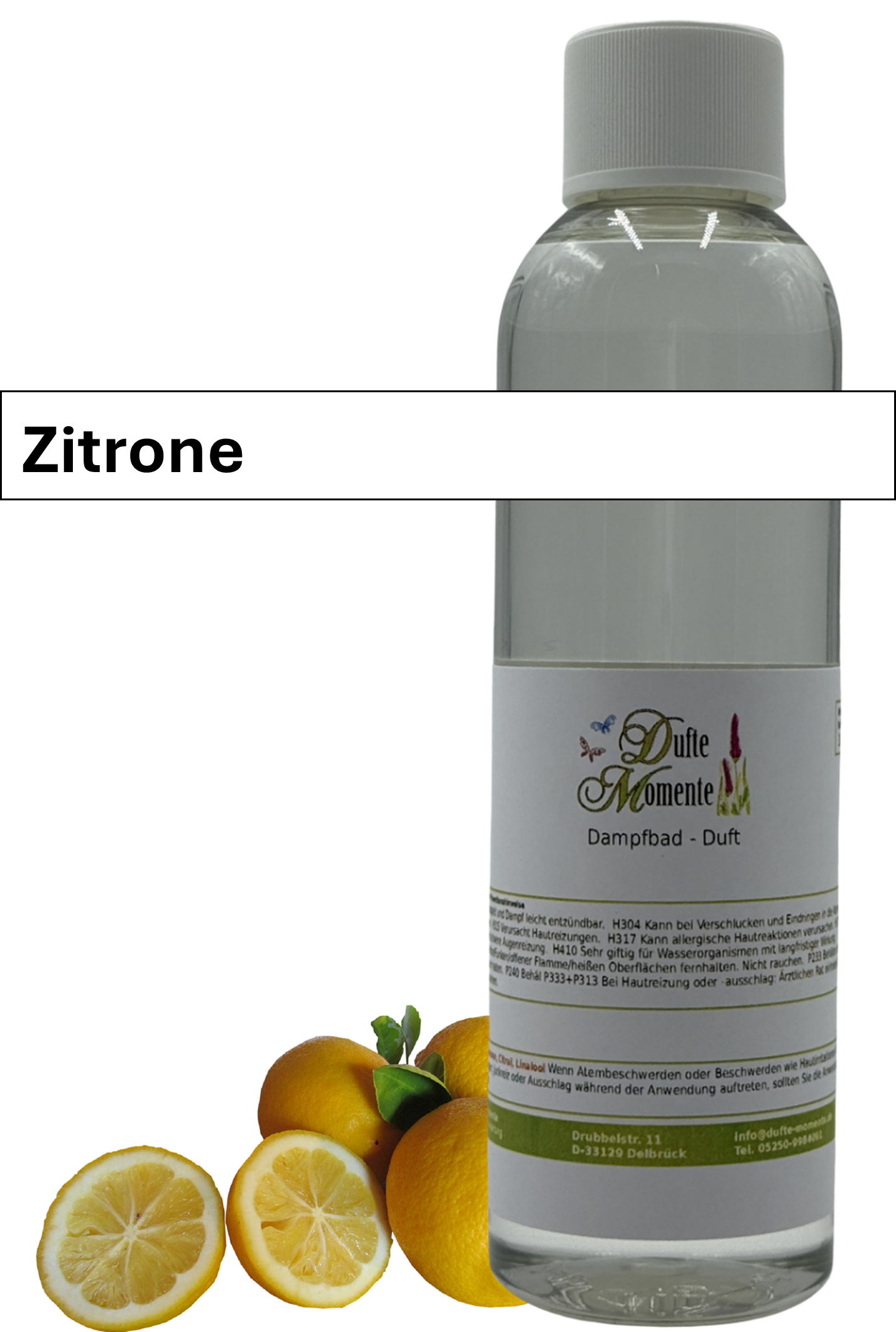Bild von Dampfbad Duftkonzentrat zitrone in 250ml Flasche mit Duftbanner
