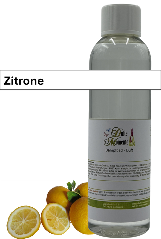 Bild von Dampfbad Duftkonzentrat zitrone in 250ml Flasche mit Duftbanner