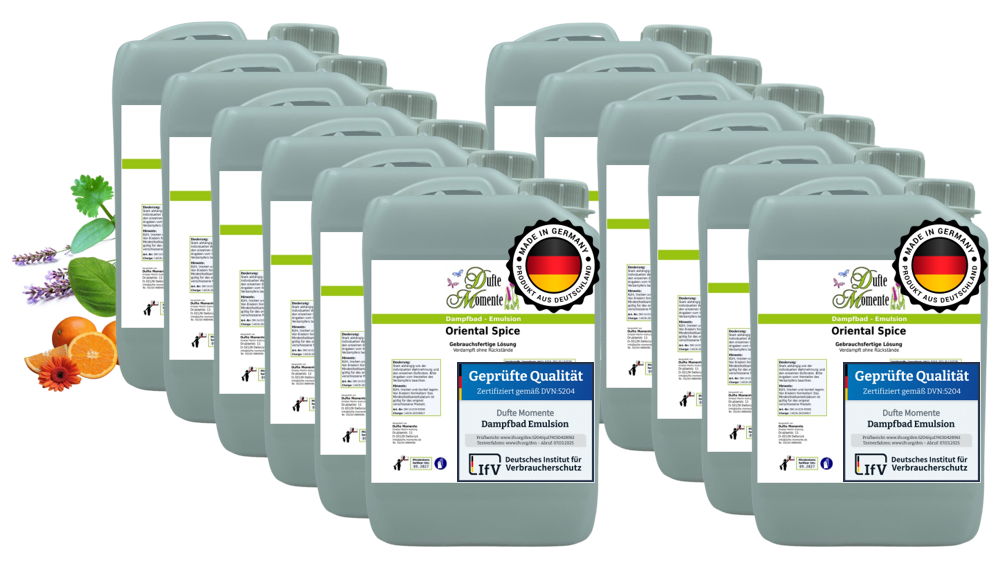 Dampfbad Emulsion Set freie Duftwahl mit zwölf 3 Liter Kanistern