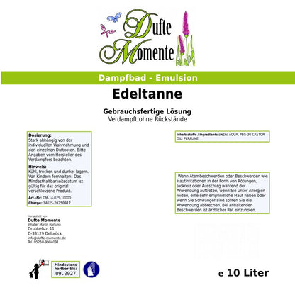Dampfbad-Emulsion Edeltanne | Gebrauchsfertig & DVN-Zertifiziert für Dein Home-Spa | 3L, 5L, 10L
