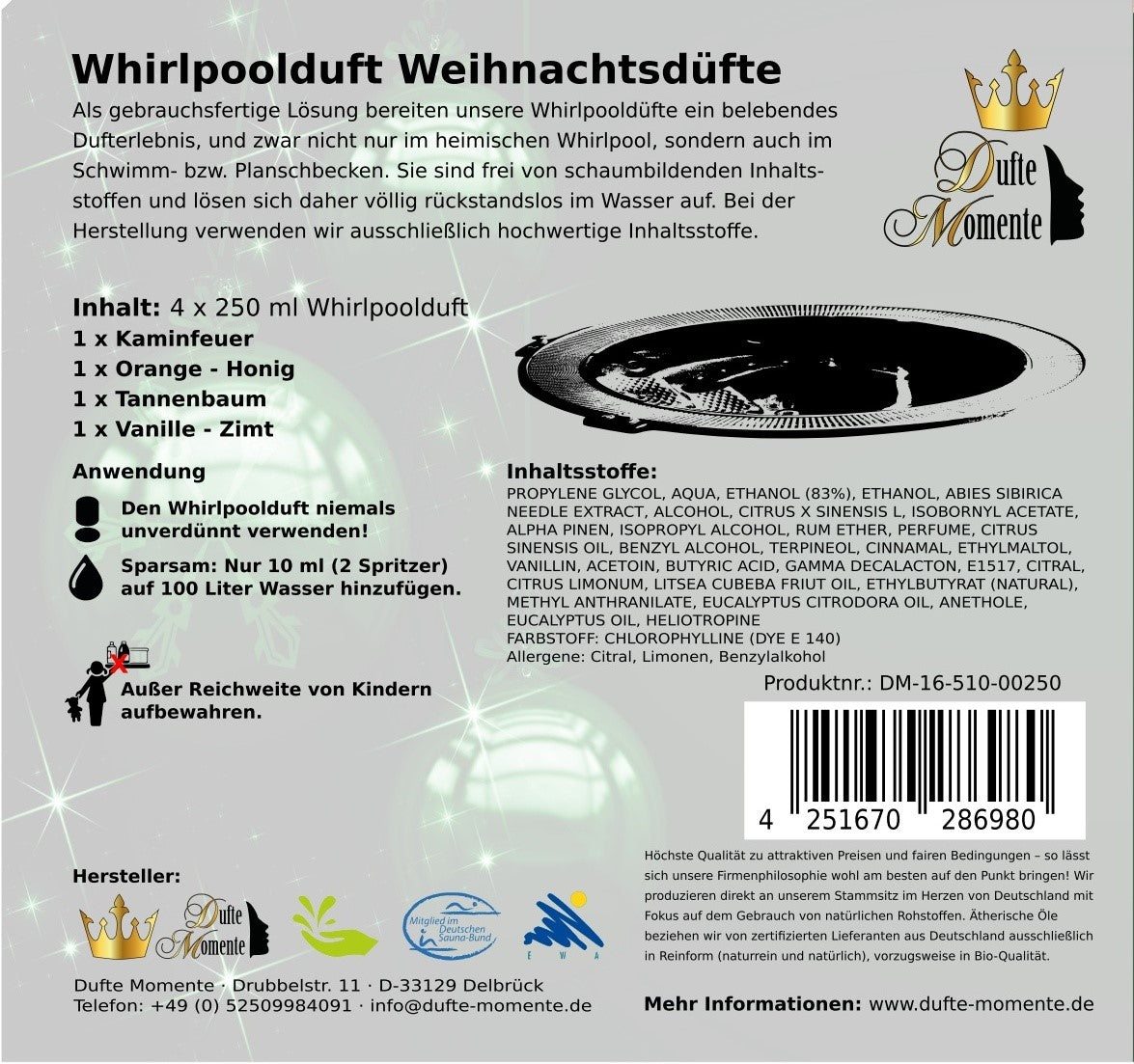 Whirlpoolduft 4er Set Weihnachten Karton Rückseite