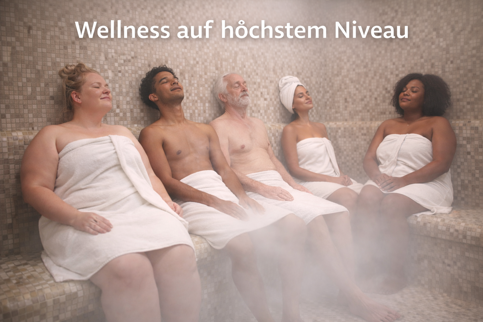Dampfbad Anwendung Wellness mit mehreren Personen in entspannter Spa Atmosphäre