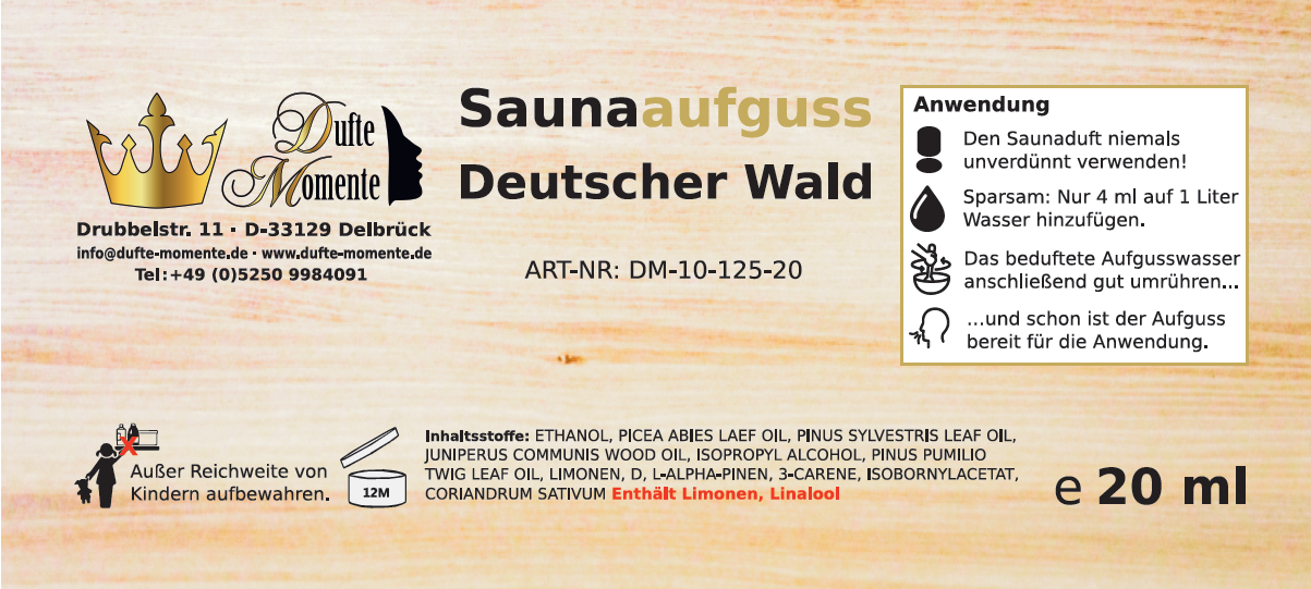 Etikett 20ml Deutscher Wald