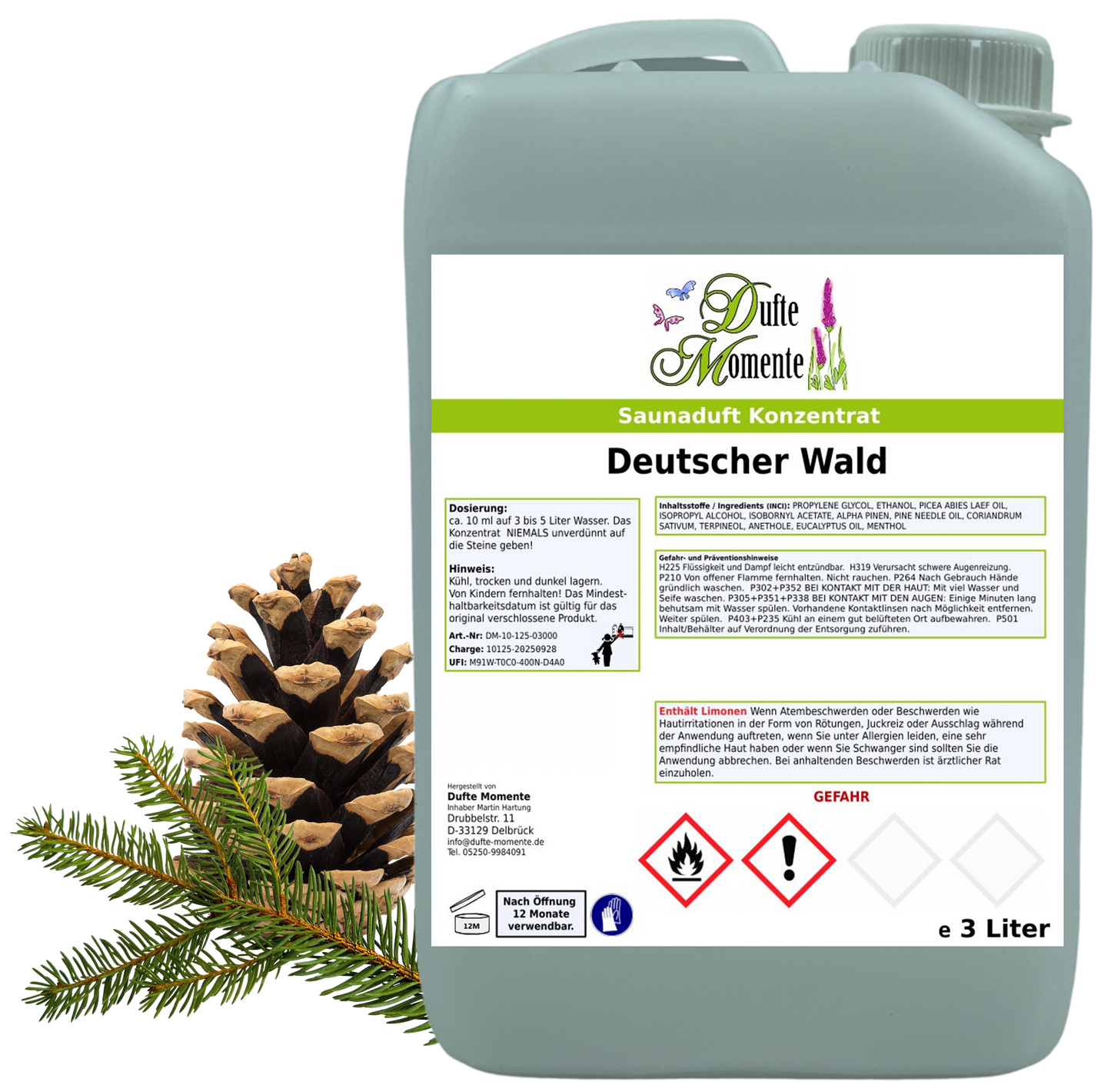 Deutscher Wald Saunaaufguss-Konzentrat | 250 ml – 3 L | Fichte, Tanne & Latschenkiefer