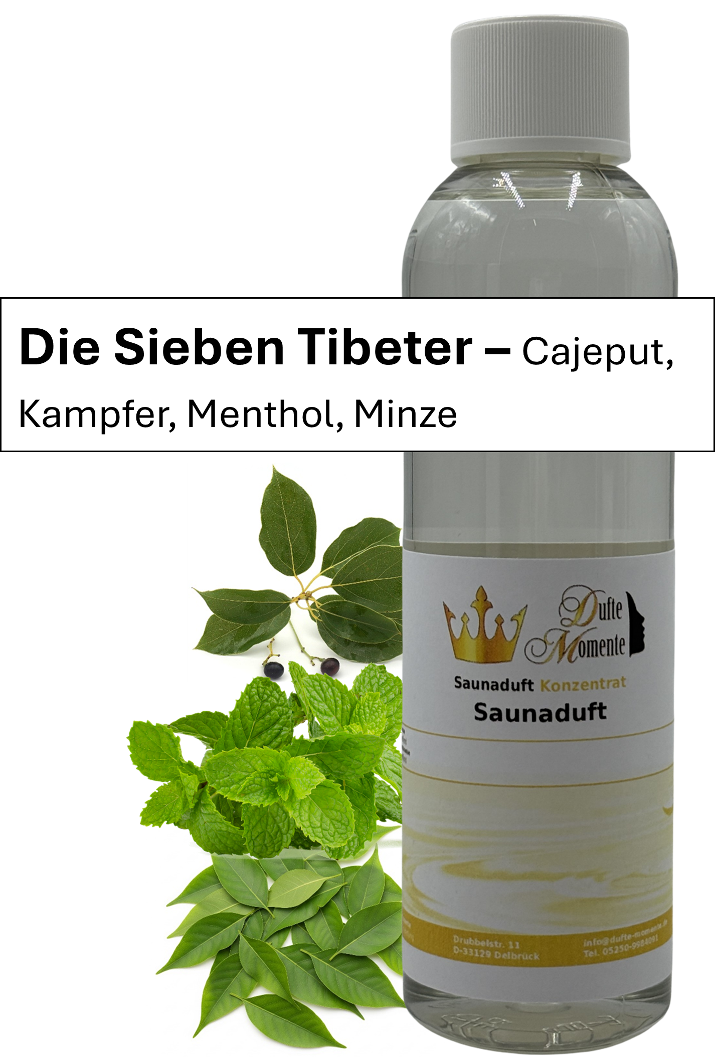 Saunaaufguss die sieben tibeter in 250ml Flasche mit Duftbanner