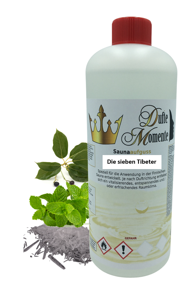 Die sieben Tibeter Saunaaufguss-Konzentrat | 250 ml – 3 L | Cajeput, Kampfer, Menthol & Pfefferminze