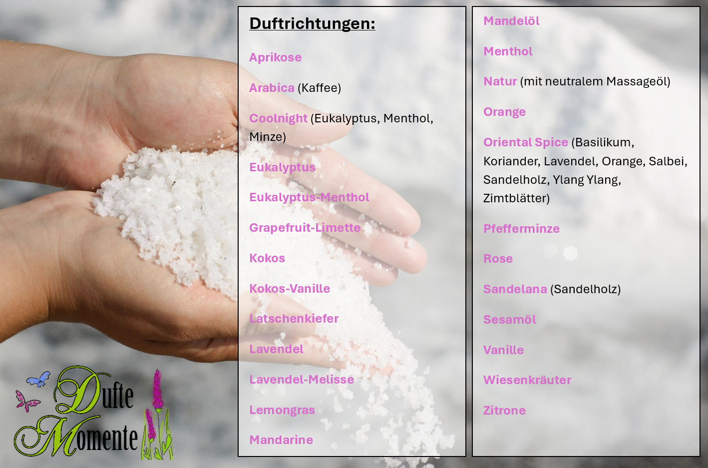 Übersicht Duftsorten