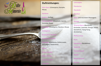 Übersicht Duftsorten Wellness-Zucker