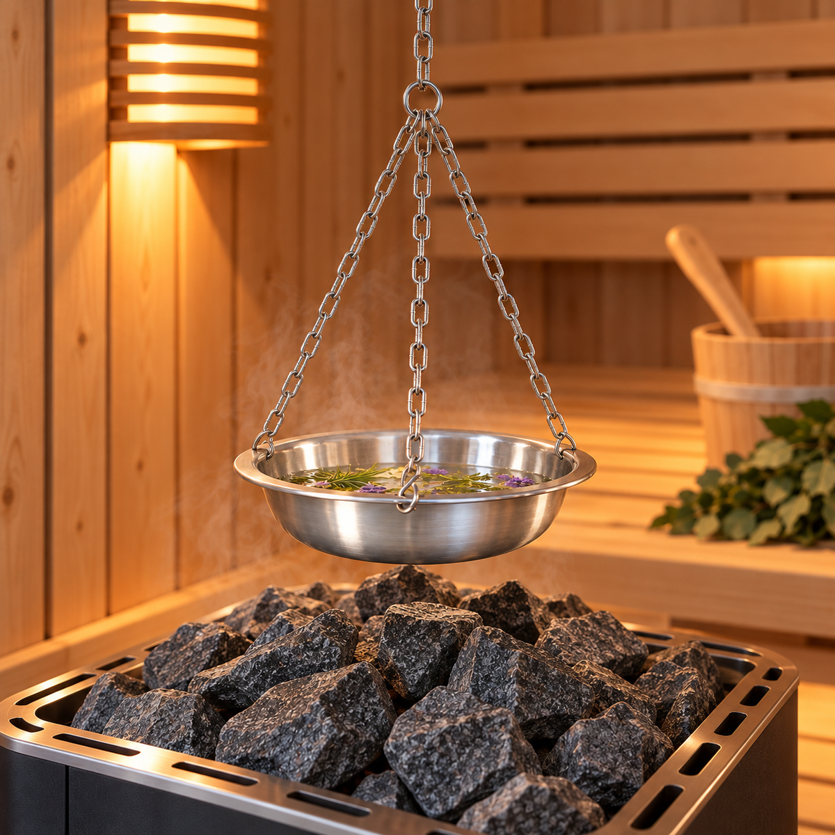Kräuterschale für Sauna aus Edelstahl 750 ml – zum Aufhängen