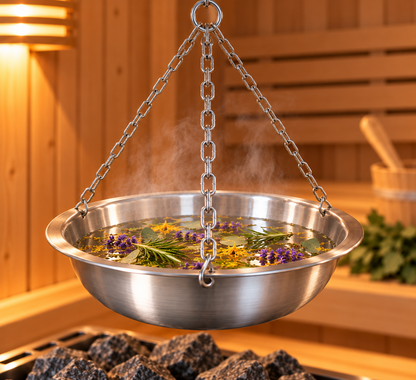 Kräuterschale für Sauna aus Edelstahl 750 ml – zum Aufhängen