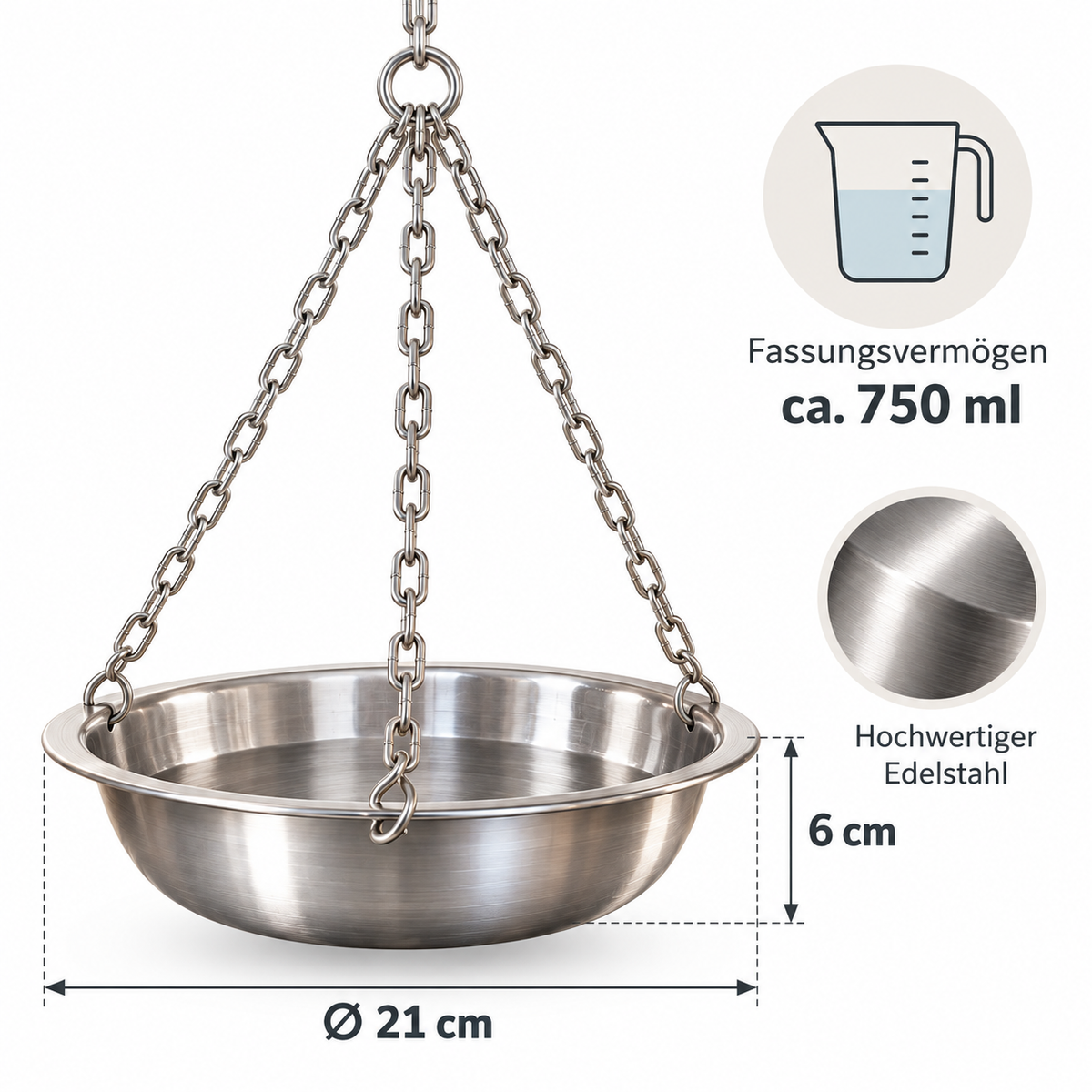 Kräuterschale für Sauna aus Edelstahl 750 ml – zum Aufhängen