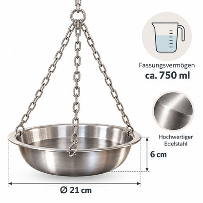 Kräuterschale für Sauna aus Edelstahl 750 ml – zum Aufhängen