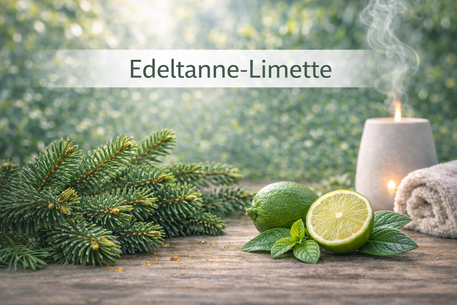 Ätherische Ölmischung Edeltanne Limette mit Tanne und Limette in Wellness Atmosphäre