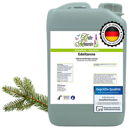 Dampfbad-Emulsion Edeltanne | Gebrauchsfertig & DVN-Zertifiziert für Dein Home-Spa | 3L, 5L, 10L