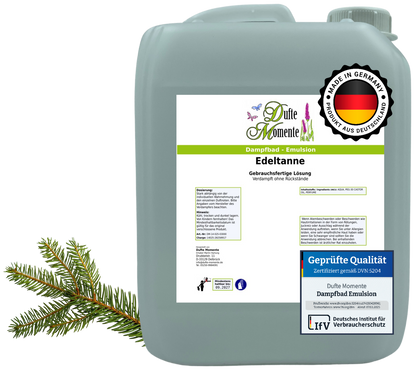 Dampfbad-Emulsion Edeltanne | Gebrauchsfertig & DVN-Zertifiziert für Dein Home-Spa | 3L, 5L, 10L