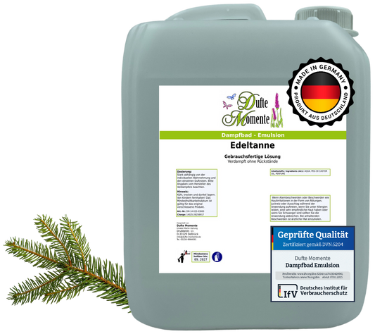 Dampfbad-Emulsion Edeltanne | Gebrauchsfertig & DVN-Zertifiziert für Dein Home-Spa | 3L, 5L, 10L