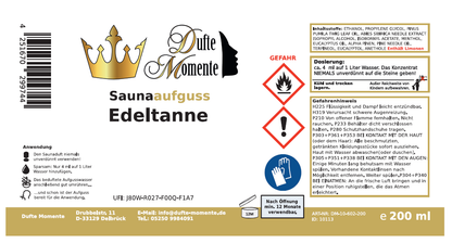Saunaduft Konzentrat Etikett 200 ml Edeltanne