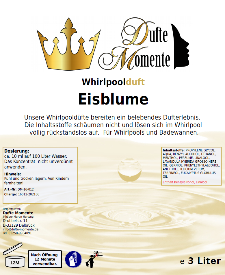 Whirlpoolduft 3 Liter Etikett Eisblume