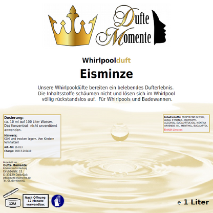 Whirlpoolduft 1 Liter Etikett Eisminze