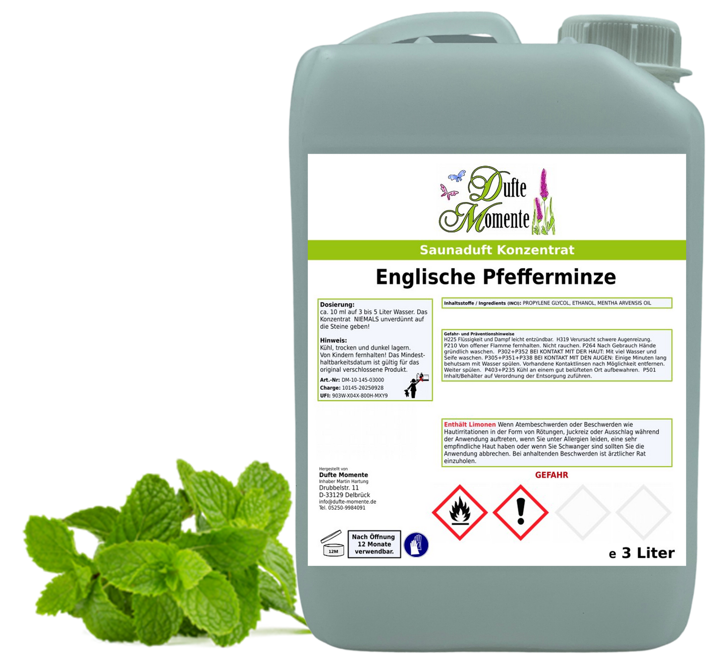 Pfefferminze Saunaaufguss-Konzentrat | 250 ml – 3 L | Profi-Qualität
