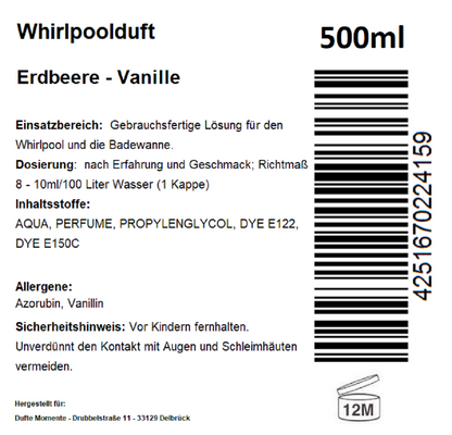 Whirlpoolduft 500 ml Etikett Erdbeere - Vanille