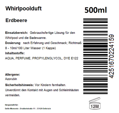 Whirlpoolduft 500 ml Etikett Erdbeere