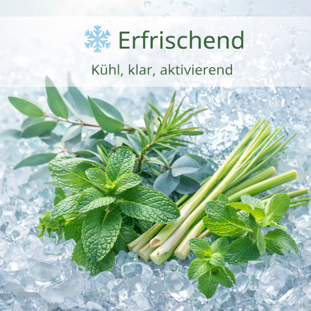 Moodbild Erfrischend mit Blättern auf Eis